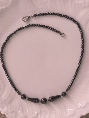 Hematite Beaded Necklace - Sleek Metallic Gray Women's Jewelry